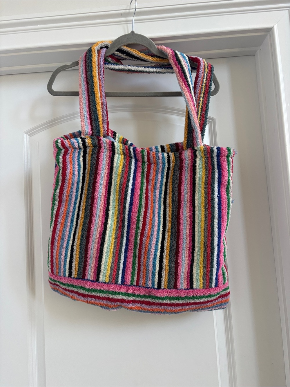 Multicolor Striped Terry Cloth Tote Bag